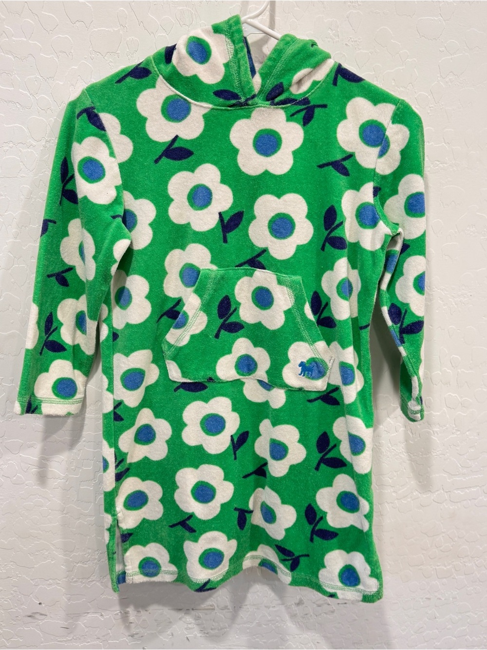 Mini Boden Green Floral Hooded Swim Coverup Girls 6-7Y Terry Cloth Novelty